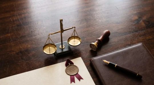 Quatre chemins symbolisant le choix entre avocat, notaire, huissier et juriste pour une situation juridique