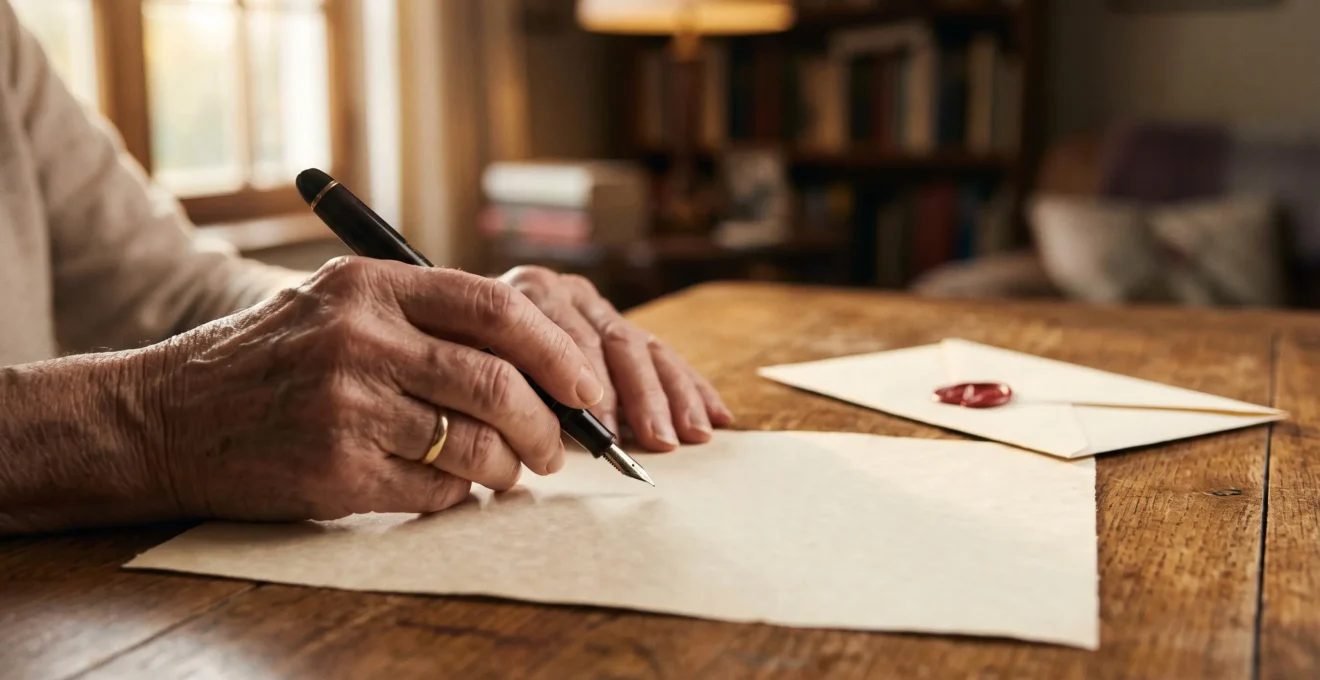 Mains agees signant un document avec un stylo plume pres d'un sceau de cire, symbolisant la liberte de tester en France