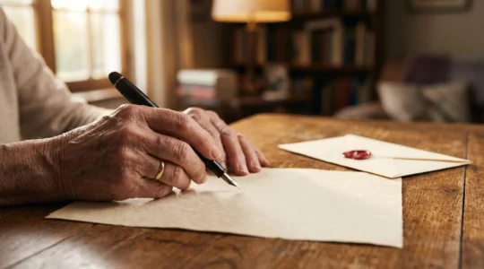 Mains agees signant un document avec un stylo plume pres d'un sceau de cire, symbolisant la liberte de tester en France
