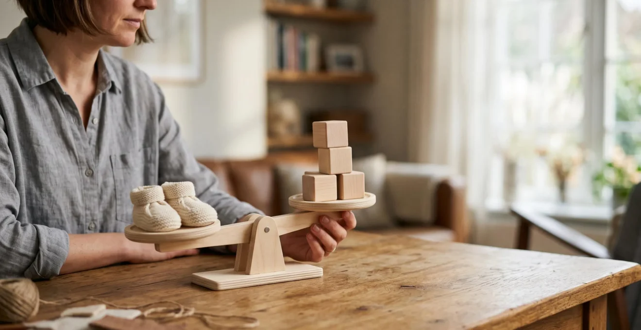 Illustration symbolique représentant l'équilibre financier entre les revenus des parents et les besoins de l'enfant dans le calcul d'une pension alimentaire